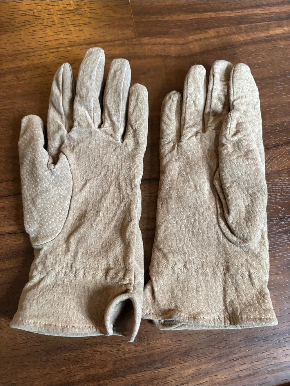 Vintage Black Leather Gloves & Tan Fabric Gloves - Two Pair